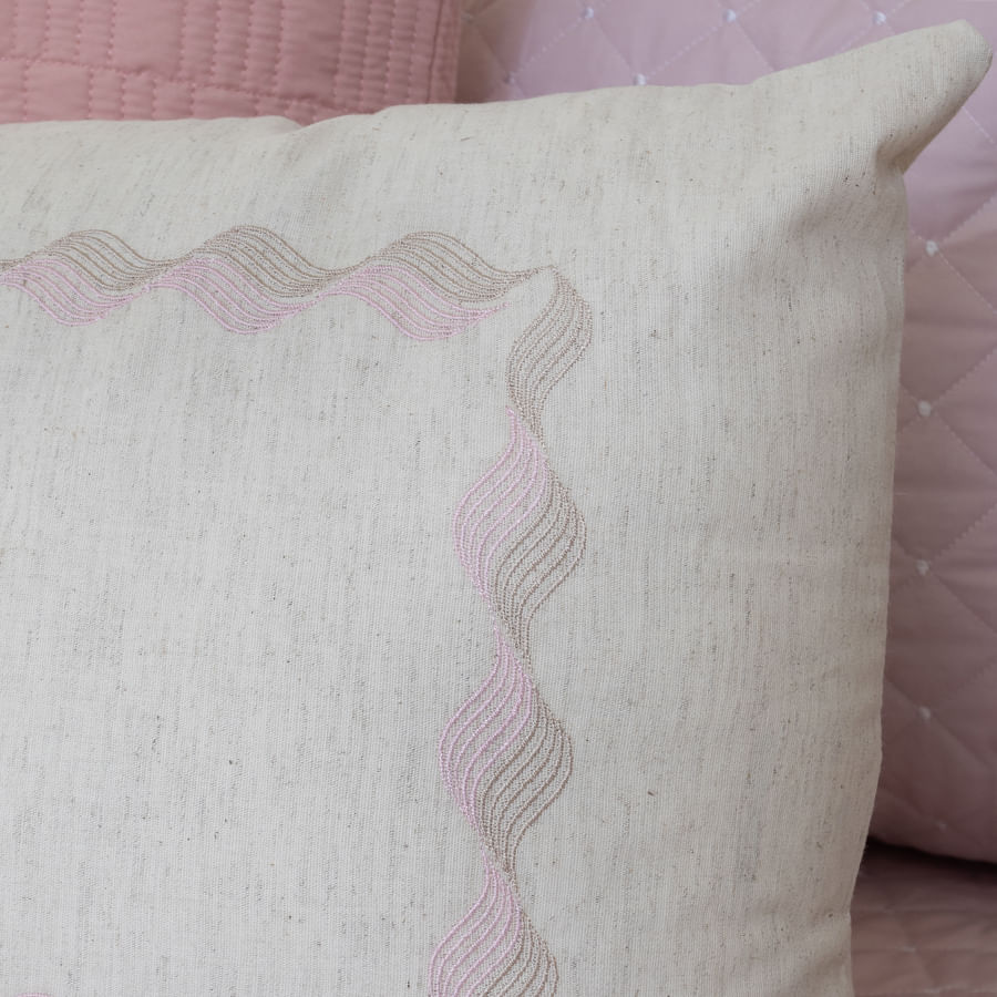 Capa de Almofada Linho Onda 60cm x 40cm - Rosa Nuvem
