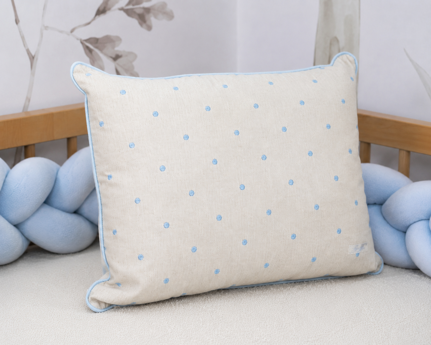 Capa de Almofada Linho Poá 60cm x 40cm - Azul Claro