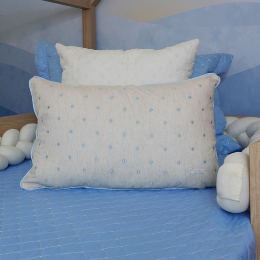 Capa de Almofada Linho Poá 60cm x 40cm - Azul Claro
