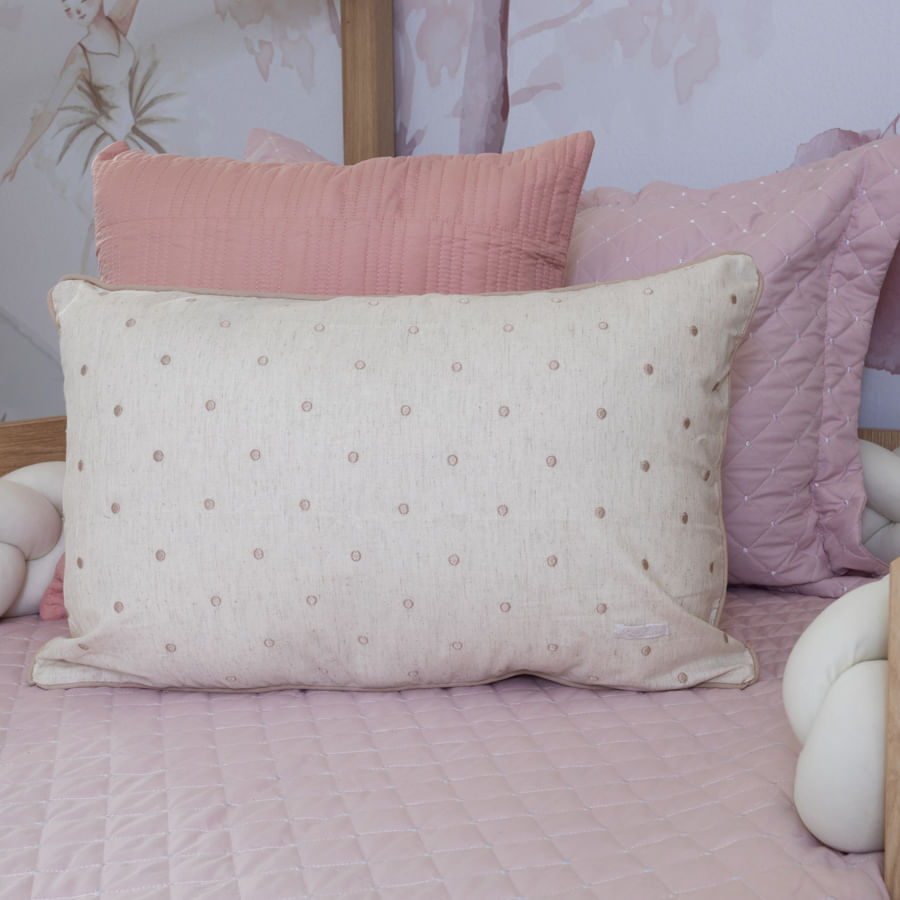 Capa de Almofada Linho Poá 60cm x 40cm - Bege