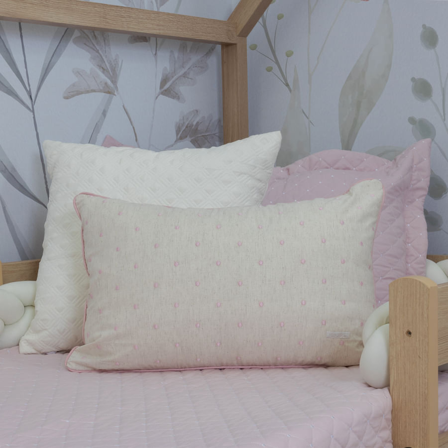 Capa de Almofada Linho Poá 60cm x 40cm - Rosa Nuvem