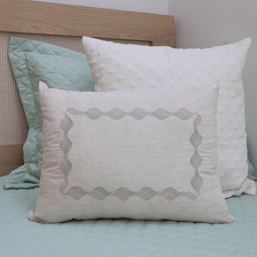 Almofada Retangular Linho Onda 45cm x 35cm - Verde Malva