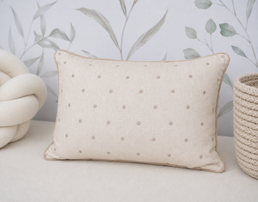 Almofada Retangular Linho Poá 45cm x 35cm - Bege