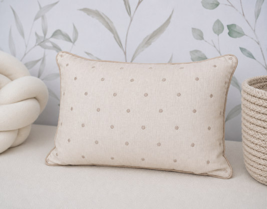 Almofada Retangular Linho Poá 45cm x 35cm - Bege