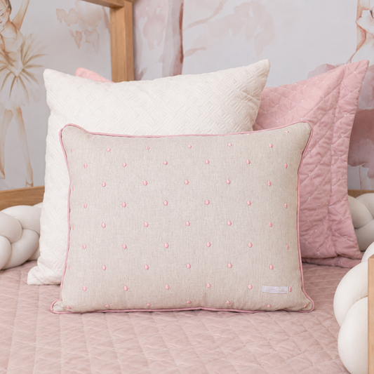 Almofada Retangular Linho Poá 45cm x 35cm - Rosa Nuvem