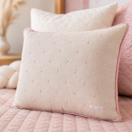 Almofada Retangular Linho Poá 45cm x 35cm - Rosa Nuvem