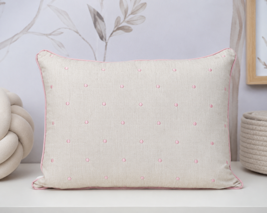 Almofada Retangular Linho Poá 45cm x 35cm - Rosa Nuvem