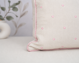 Almofada Retangular Linho Poá 45cm x 35cm - Rosa Nuvem