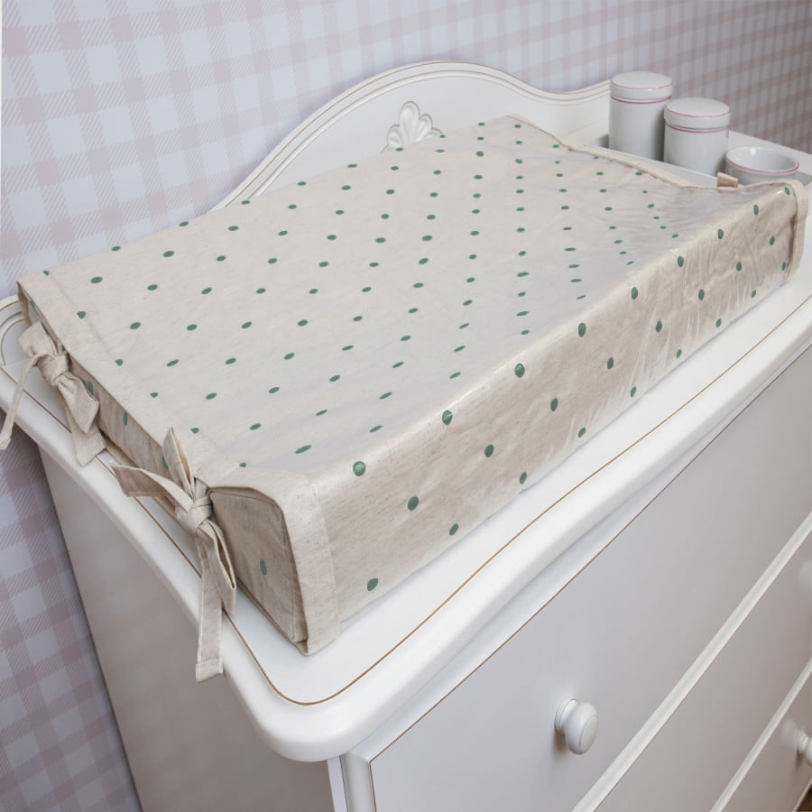 Trocador Linho Com Poá - Verde Malva