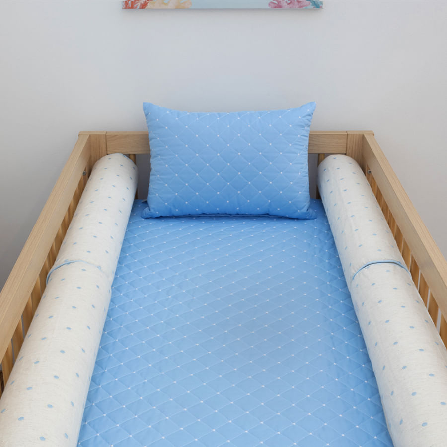 Kit 4 Rolos Linho Poá - Azul Claro