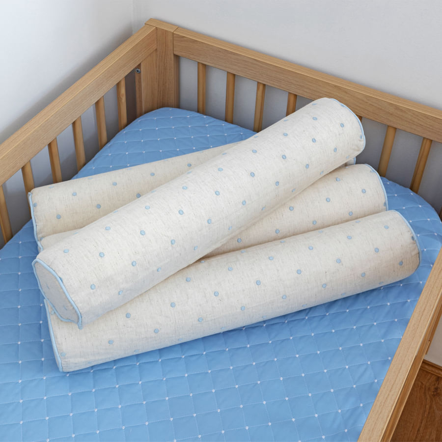 Kit 4 Rolos Linho Poá - Azul Claro