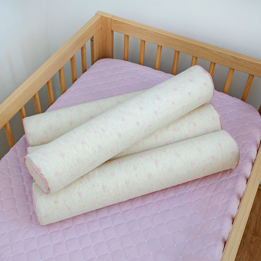 Kit 4 Rolos Linho Poá - Rosa Nuvem