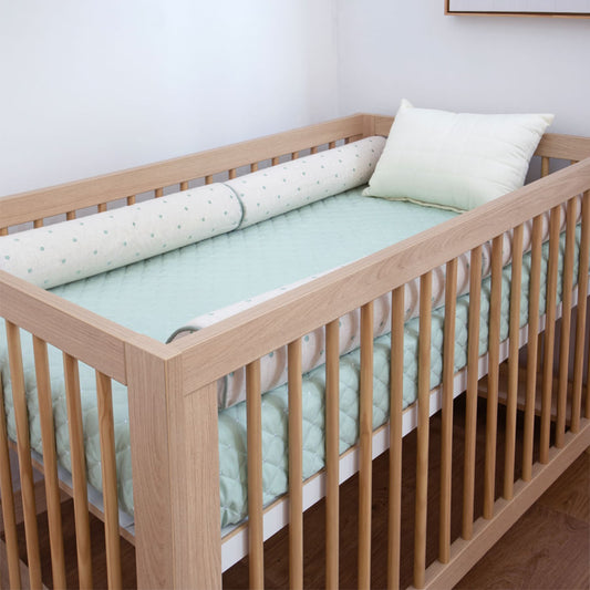 Colcha Com Elastico Para Berço Quadradinho Poá - Verde Malva