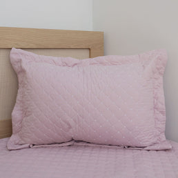 Kit Colcha Quadradinho Poá 2 Peças - Rosa Nuvem