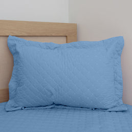 Porta Travesseiro Solteiro Quadradinho Poá - Azul Claro