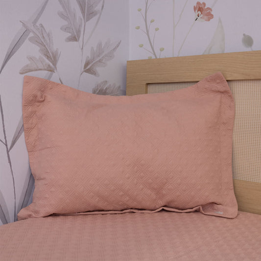 Porta Travesseiro Solteiro Losango - Rosa Chá