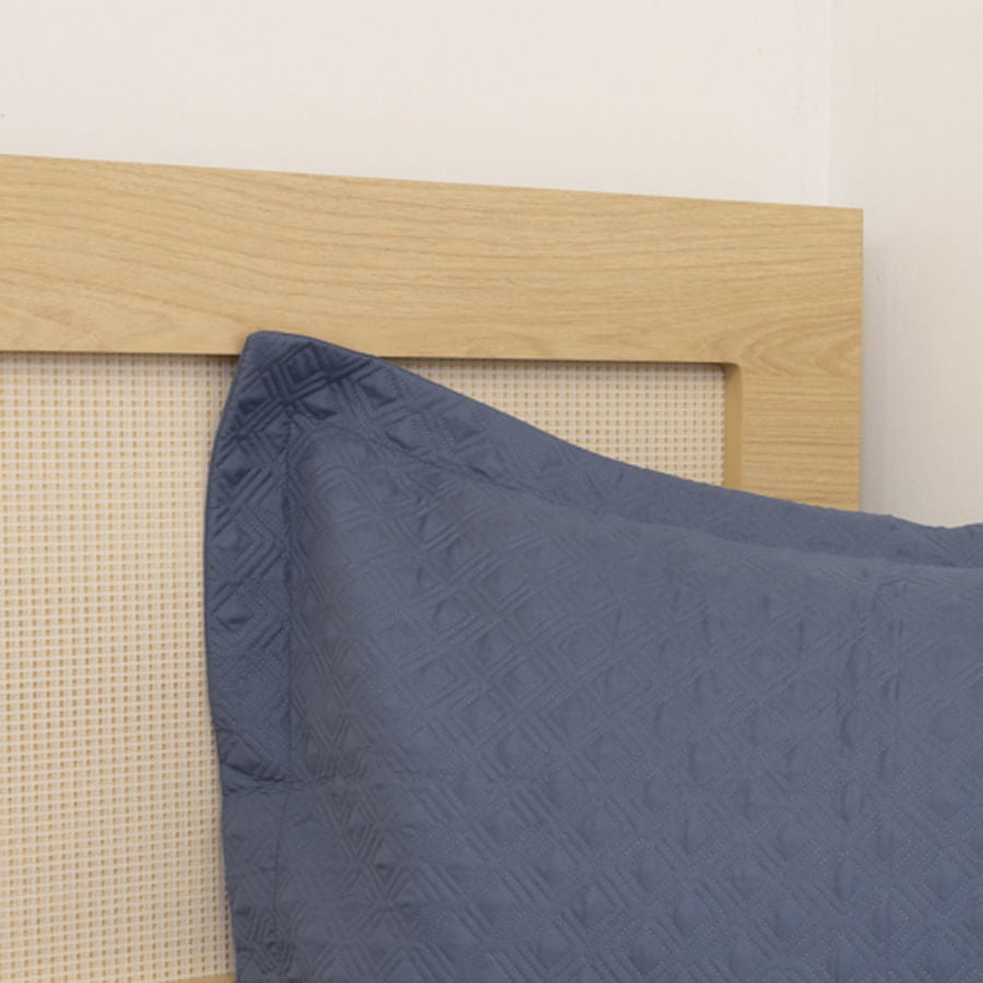 Porta Travesseiro Solteiro Losango - Azul Jeans