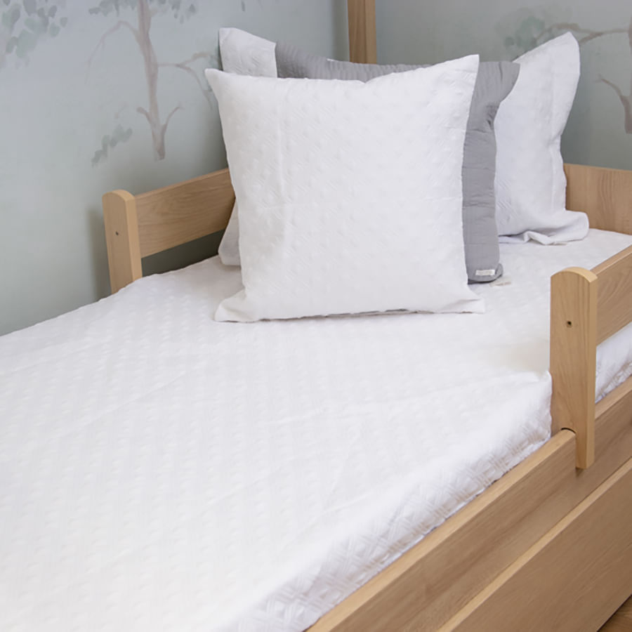 Colcha Solteiro Com Elástico Losango - Branco