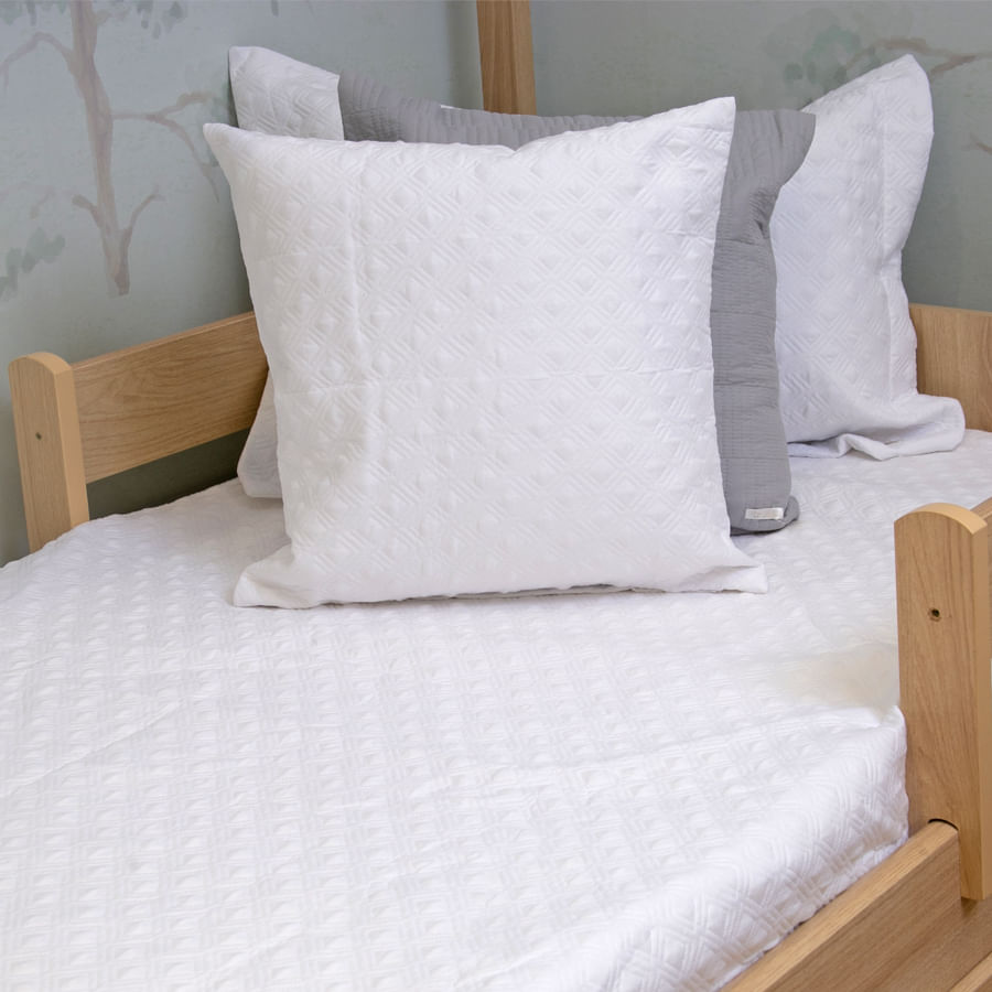 Colcha Solteiro Com Elástico Losango - Branco