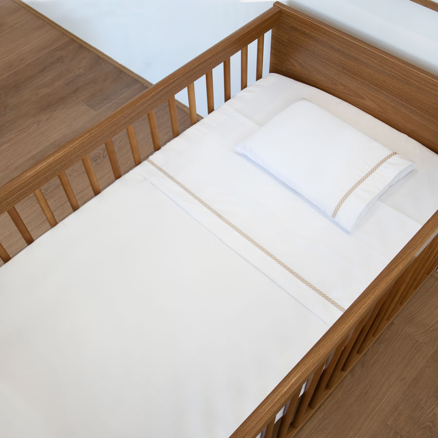 Lençol de Berço Corrente 3 Peças - Bege