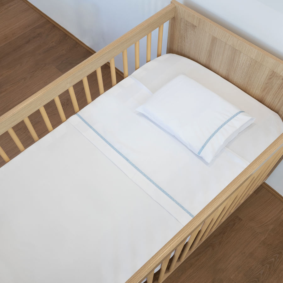 Lençol de Berço Corrente 3 Peças - Azul Jeans