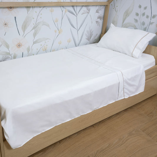 Lençol de Solteiro Corrente 3 Peças - Bege