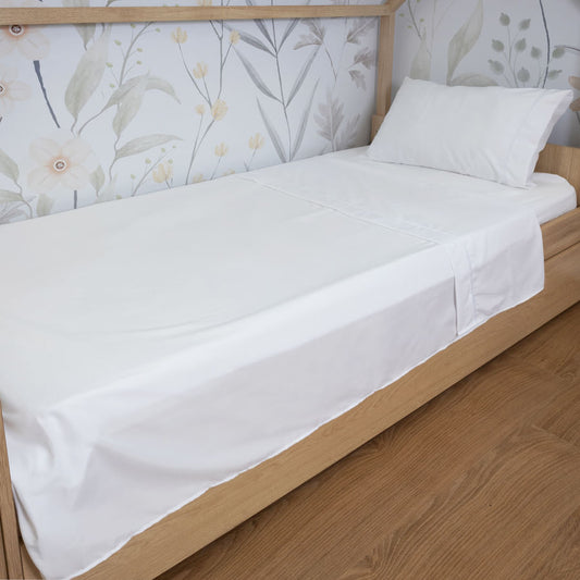 Lençol de Solteiro Corrente 3 Peças - Branco