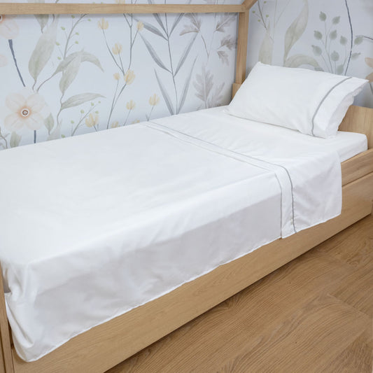 Lençol de Solteiro Corrente 3 Peças - Cinza