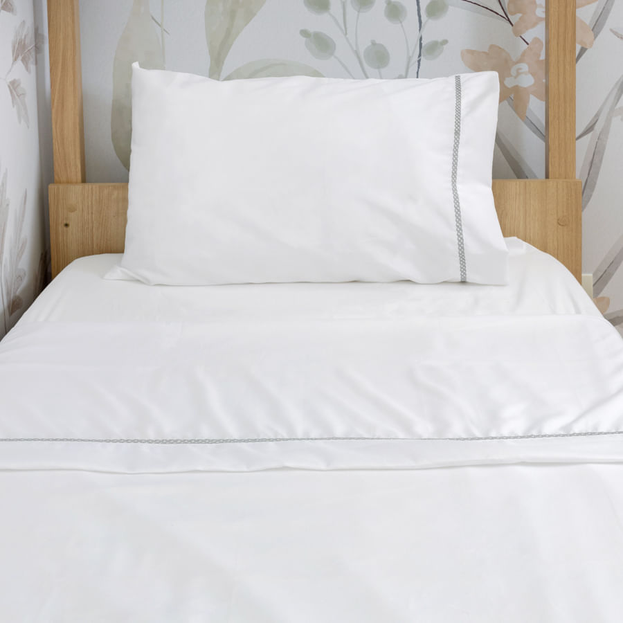 Lençol de Solteiro Corrente 3 Peças - Cinza