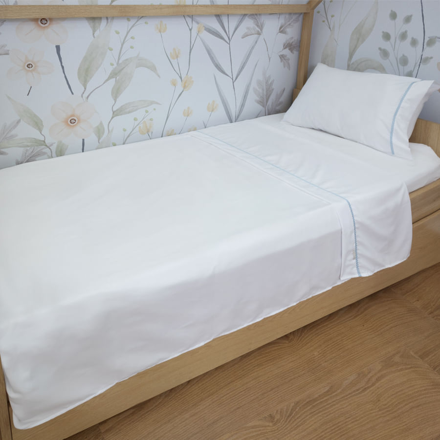 Lençol de Solteiro Corrente 3 Peças - Azul Jeans