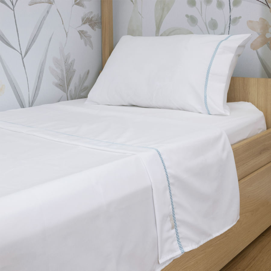 Lençol de Solteiro Corrente 3 Peças - Azul Jeans