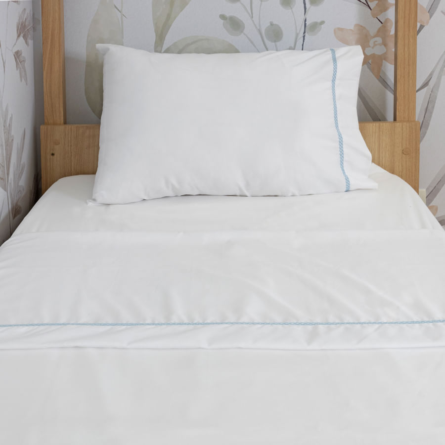 Lençol de Solteiro Corrente 3 Peças - Azul Jeans