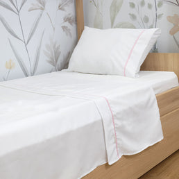 Lençol de Solteiro Corrente 3 Peças - Rosa Chá