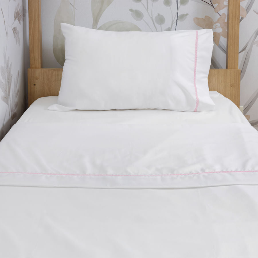 Lençol de Solteiro Corrente 3 Peças - Rosa Chá