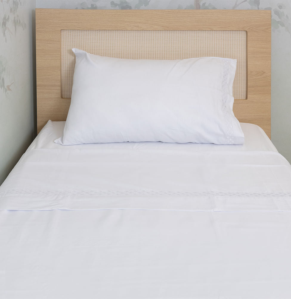 Kit Fronhas de Solteiro Acetinado 2 Peças - Branco