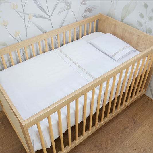 Lençol de Berço Losango 3 Peças - Bege