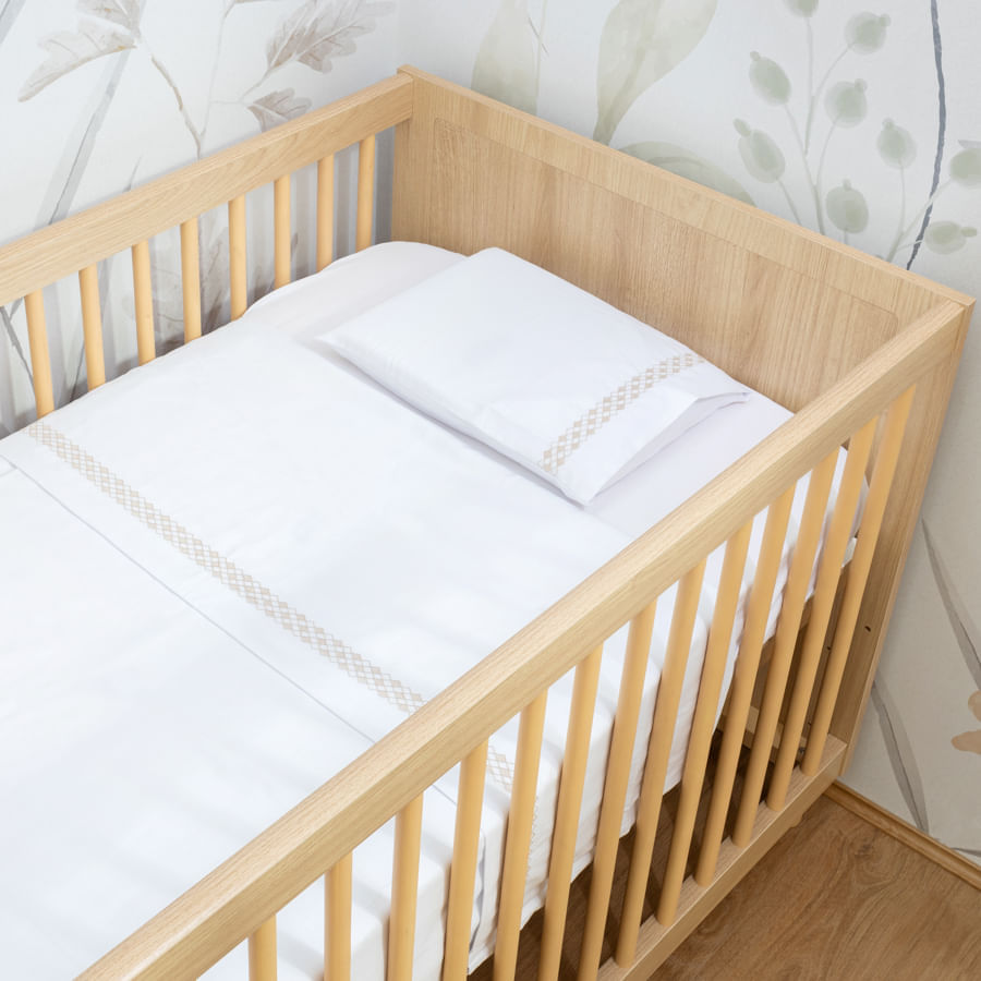 Lençol de Berço Losango 3 Peças - Bege