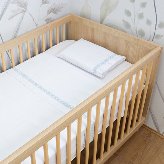 Lençol de Berço Losango 3 Peças - Azul Jeans