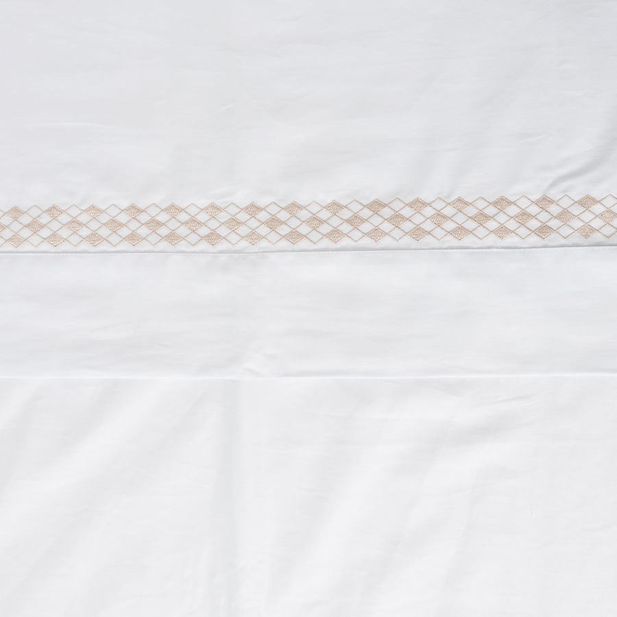 Lençol de Solteiro Losango 3 Peças - Bege