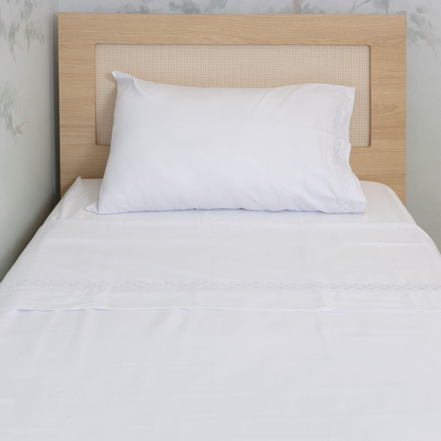 Lençol de Solteiro Losango 3 Peças - Branco