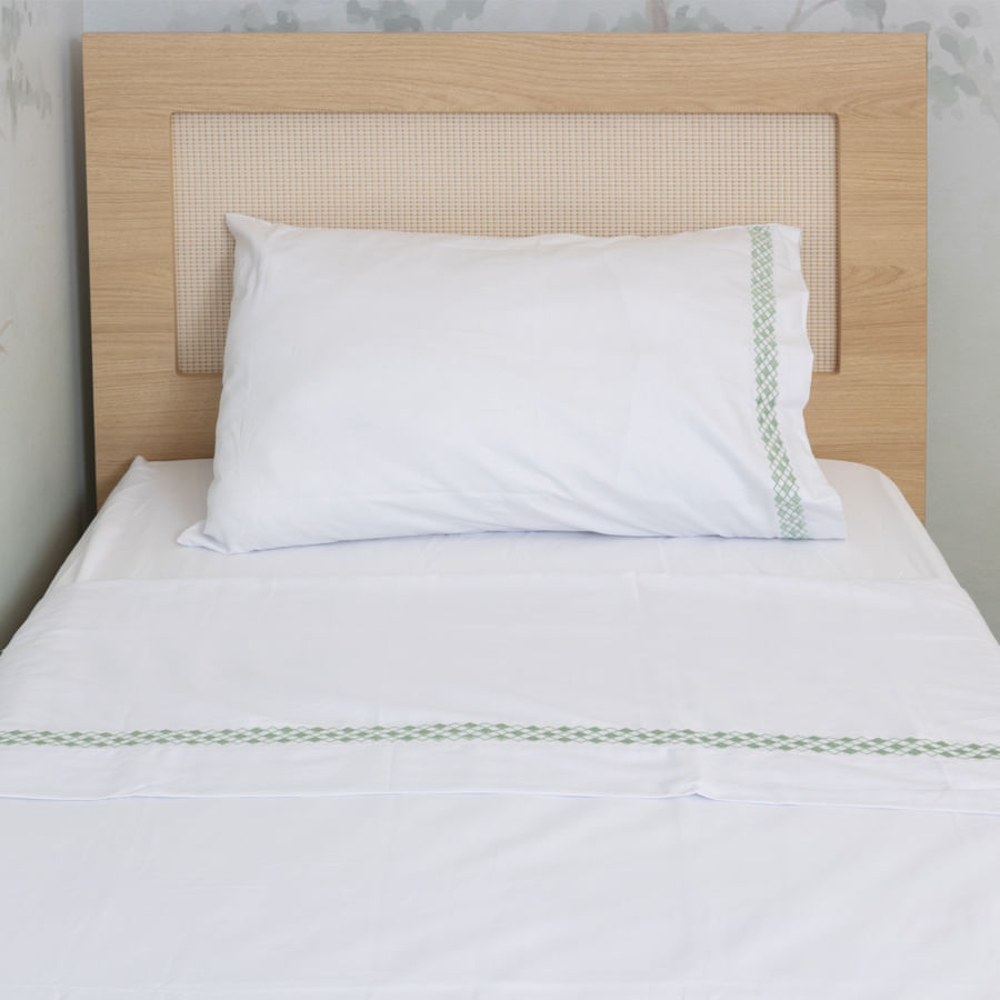 Lençol de Solteiro Losango 3 Peças - Verde