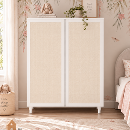 Roupeiro Haus Nature 2 Portas Com Palha - Branco