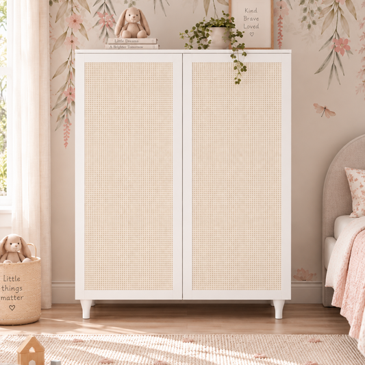 Roupeiro Haus Nature 2 Portas Com Palha - Branco