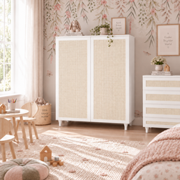 Roupeiro Haus Nature 2 Portas Com Palha - Branco