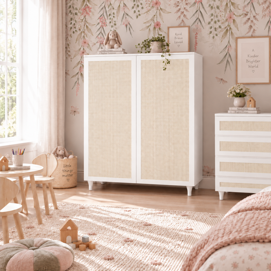 Roupeiro Haus Nature 2 Portas Com Palha - Branco