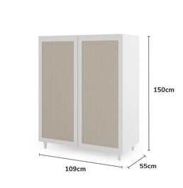 Roupeiro Haus Nature 2 Portas Com Palha - Branco