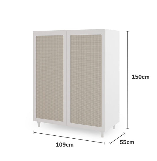 Roupeiro Haus Nature 2 Portas Com Palha - Branco