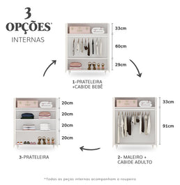 Roupeiro Haus Nature 2 Portas Com Palha - Branco