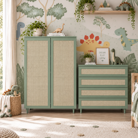 Roupeiro Haus Nature 2 Portas Com Palha - Verde Jardim