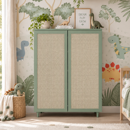 Roupeiro Haus Nature 2 Portas Com Palha - Verde Jardim